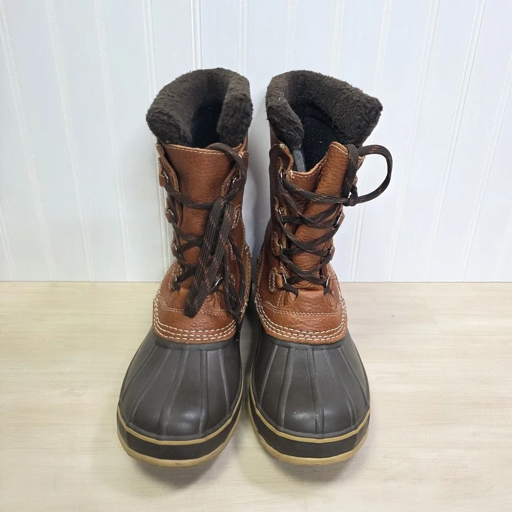 L.L. Bean Original Tumbled Leather Removable Felt Liner Tall Duck Boots Womens 9